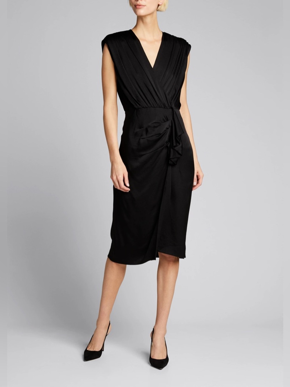 Veronica Beard Clarissa Draped Ruffle Satin Dress